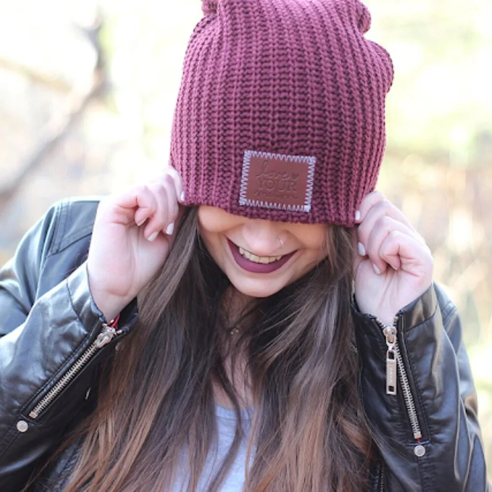 Love Your Melon Beanie For Men & Women One Size Burgundy Winter Hat Made In USA